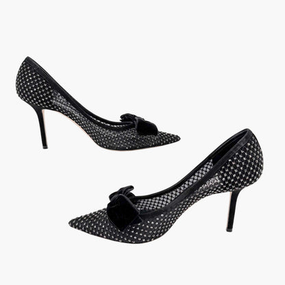 Jimmy Choo Love 85 Crystal Mesh Pumps Black Size 41.5