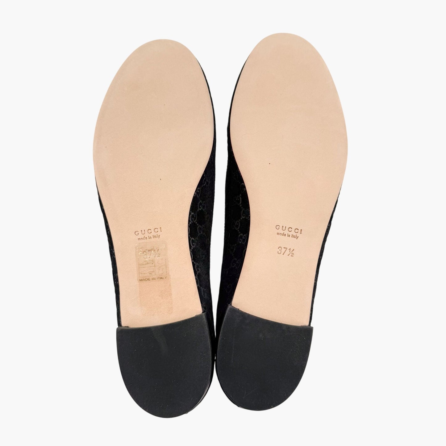 Gucci GG Monogram Ballet Flats in Black Suede Size 37.5