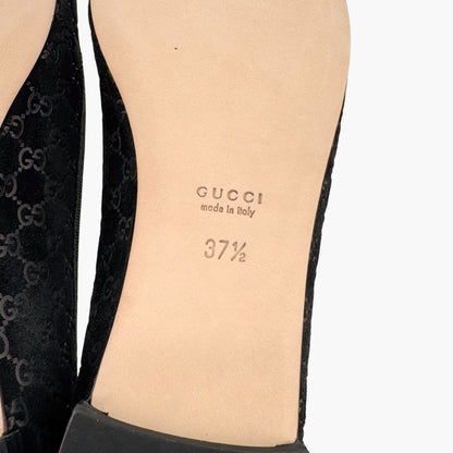 Gucci GG Monogram Ballet Flats in Black Suede Size 37.5