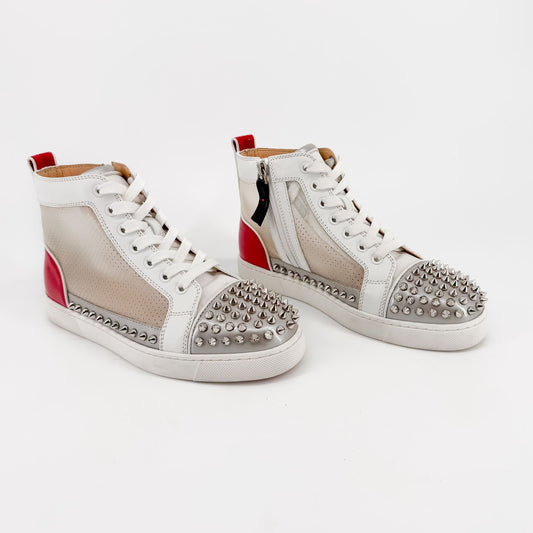 Christian Louboutin Sosoxy Spikes Donna High Top Sneakers in White & Mesh Size 37