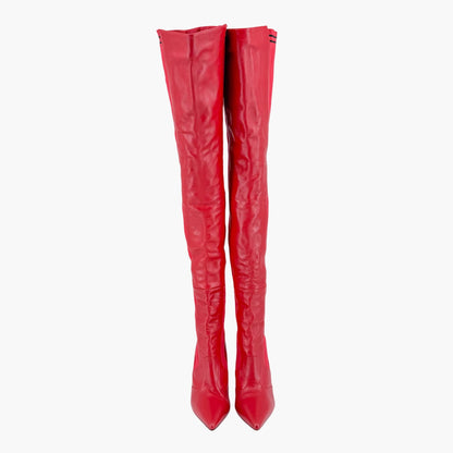Fendi Rockoko Thigh High Sock Boots Red Size 38.5