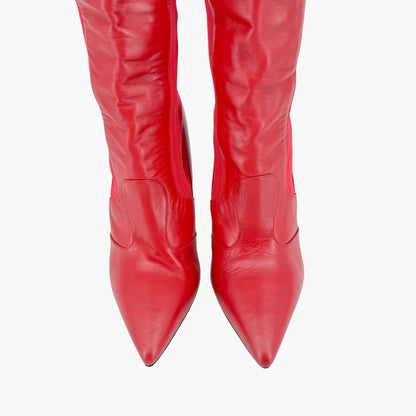 Fendi Rockoko Thigh High Sock Boots Red Size 38.5