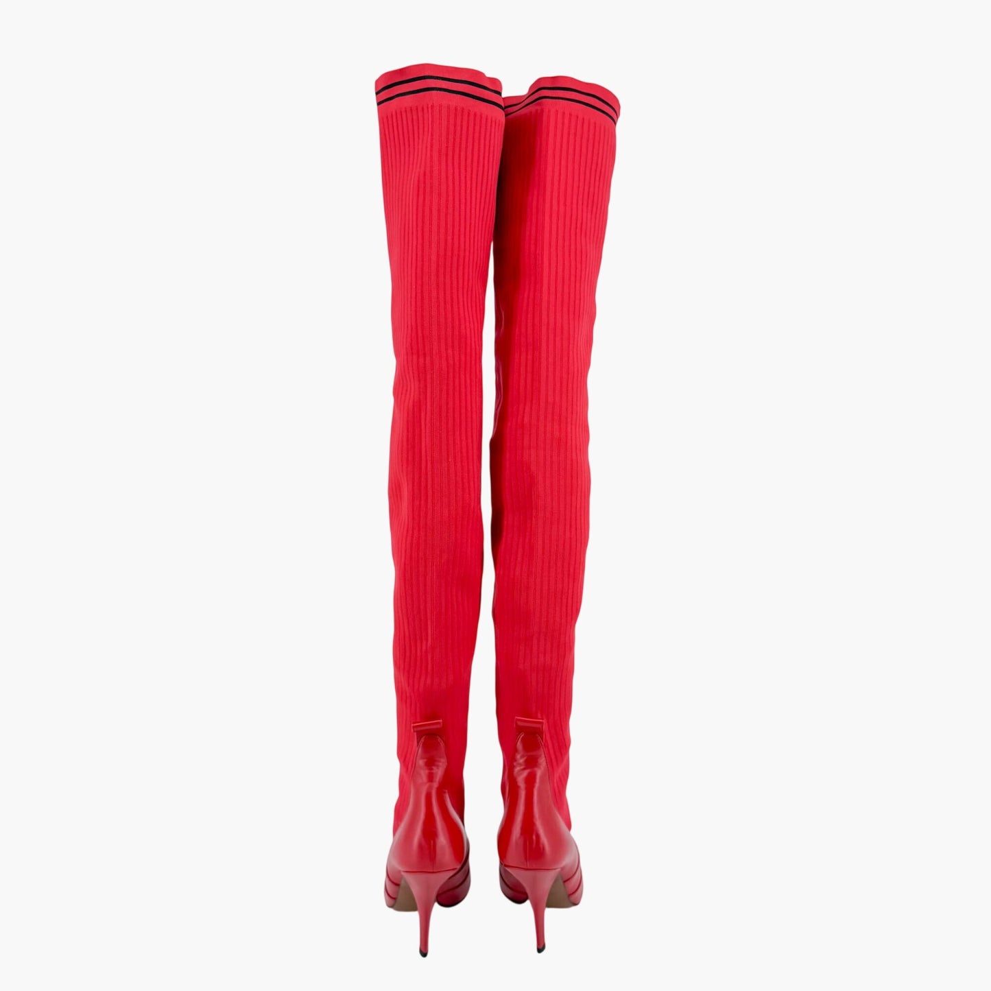 Fendi Rockoko Thigh High Sock Boots Red Size 38.5
