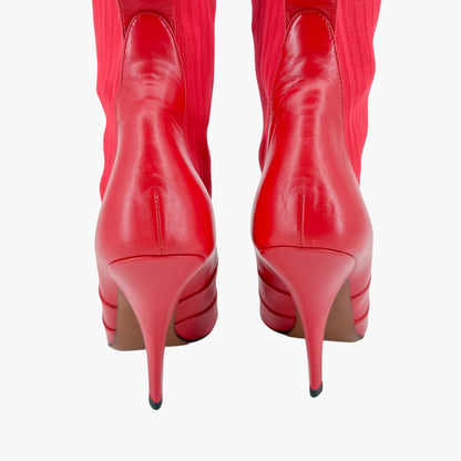 Fendi Rockoko Thigh High Sock Boots Red Size 38.5