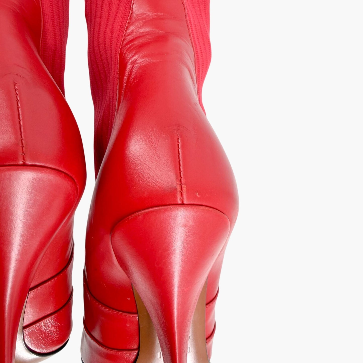 Fendi Rockoko Thigh High Sock Boots Red Size 38.5