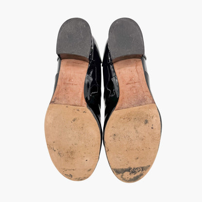 Chanel Flower Heel Oxford Shoes Black Patent Size 37