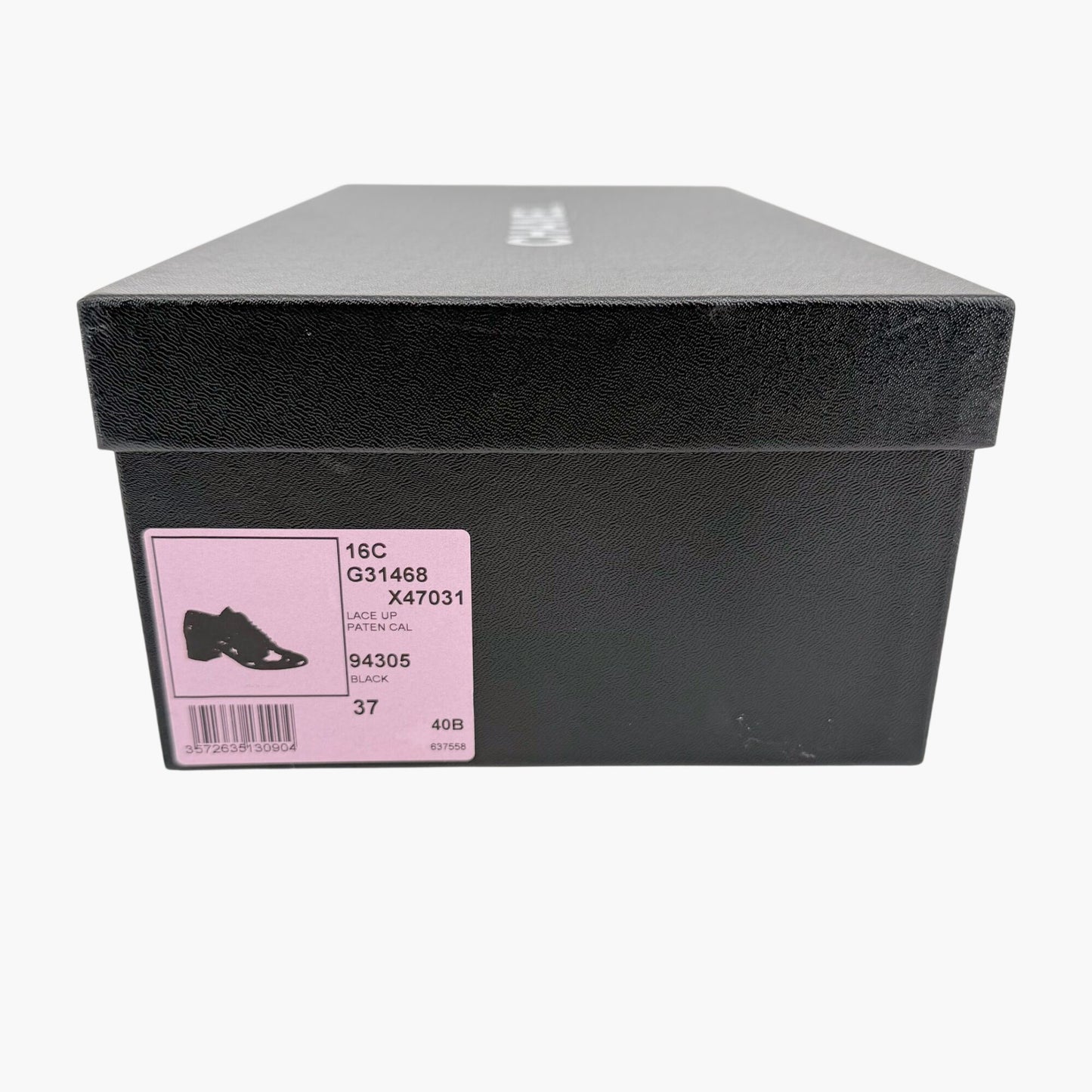 Chanel Flower Heel Oxford Shoes Black Patent Size 37