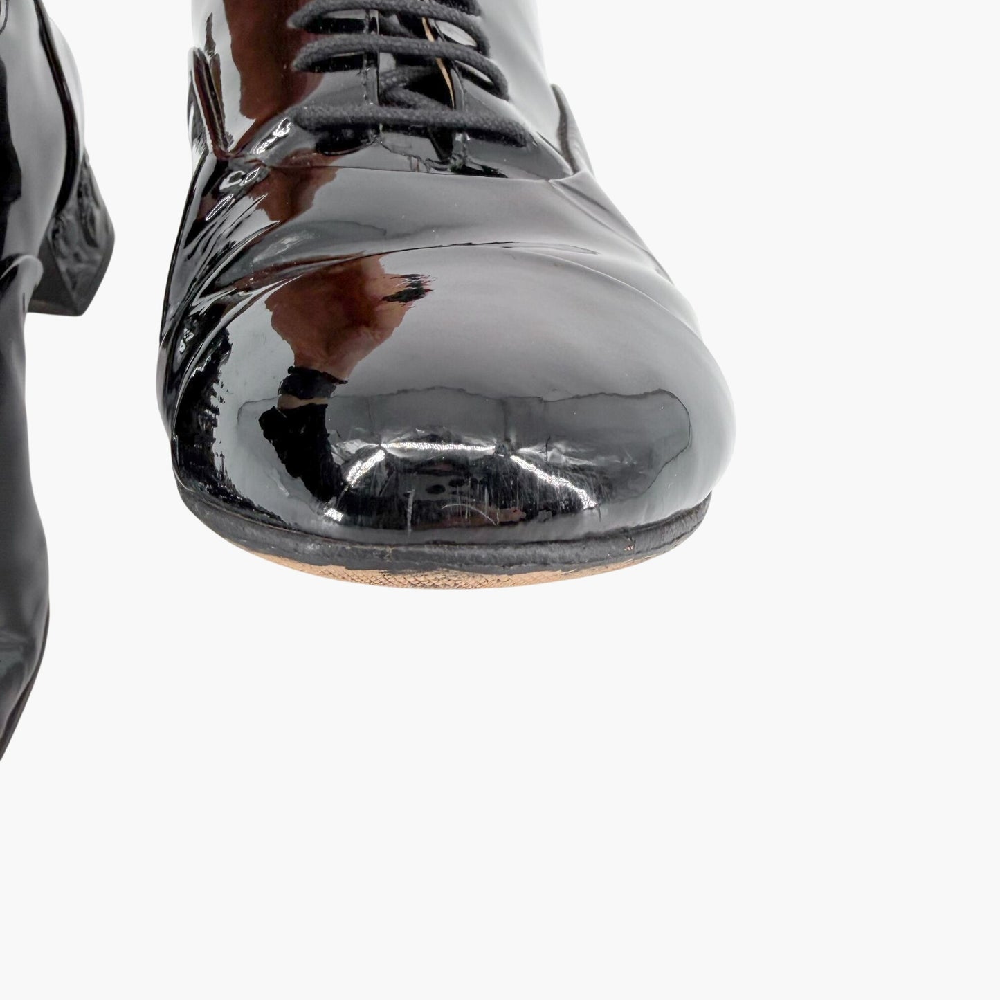 Chanel Flower Heel Oxford Shoes Black Patent Size 37