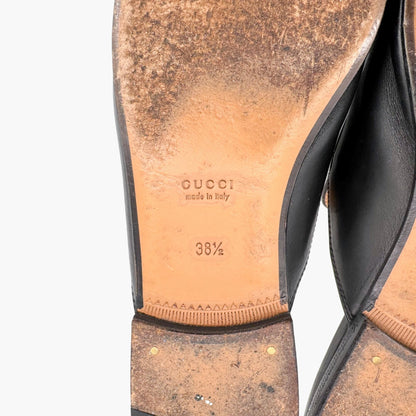 Gucci Princetown Horsebit Loafer Mule in Black Leather Size 38.5