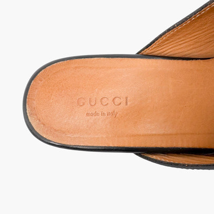 Gucci Princetown Horsebit Loafer Mule in Black Leather Size 38.5