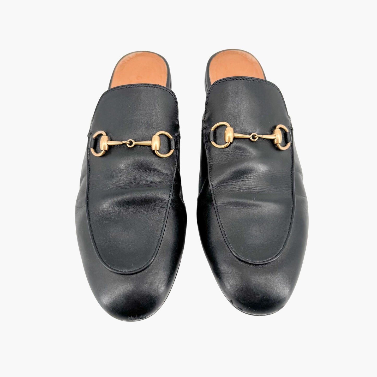 Gucci Princetown Horsebit Loafer Mule in Black Leather Size 38.5