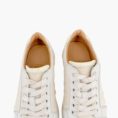 Christian Louboutin Vieira Orlato Sneakers in Cream/White Jacquard Logo & Leather Size 36.5