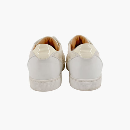 Christian Louboutin Vieira Orlato Sneakers in Cream/White Jacquard Logo & Leather Size 36.5