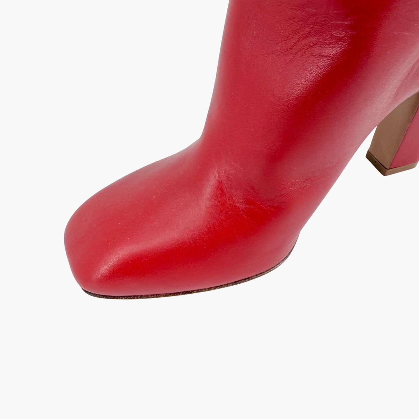 Valentino Garavani Braided Knee High Boots Red Leather Size 37