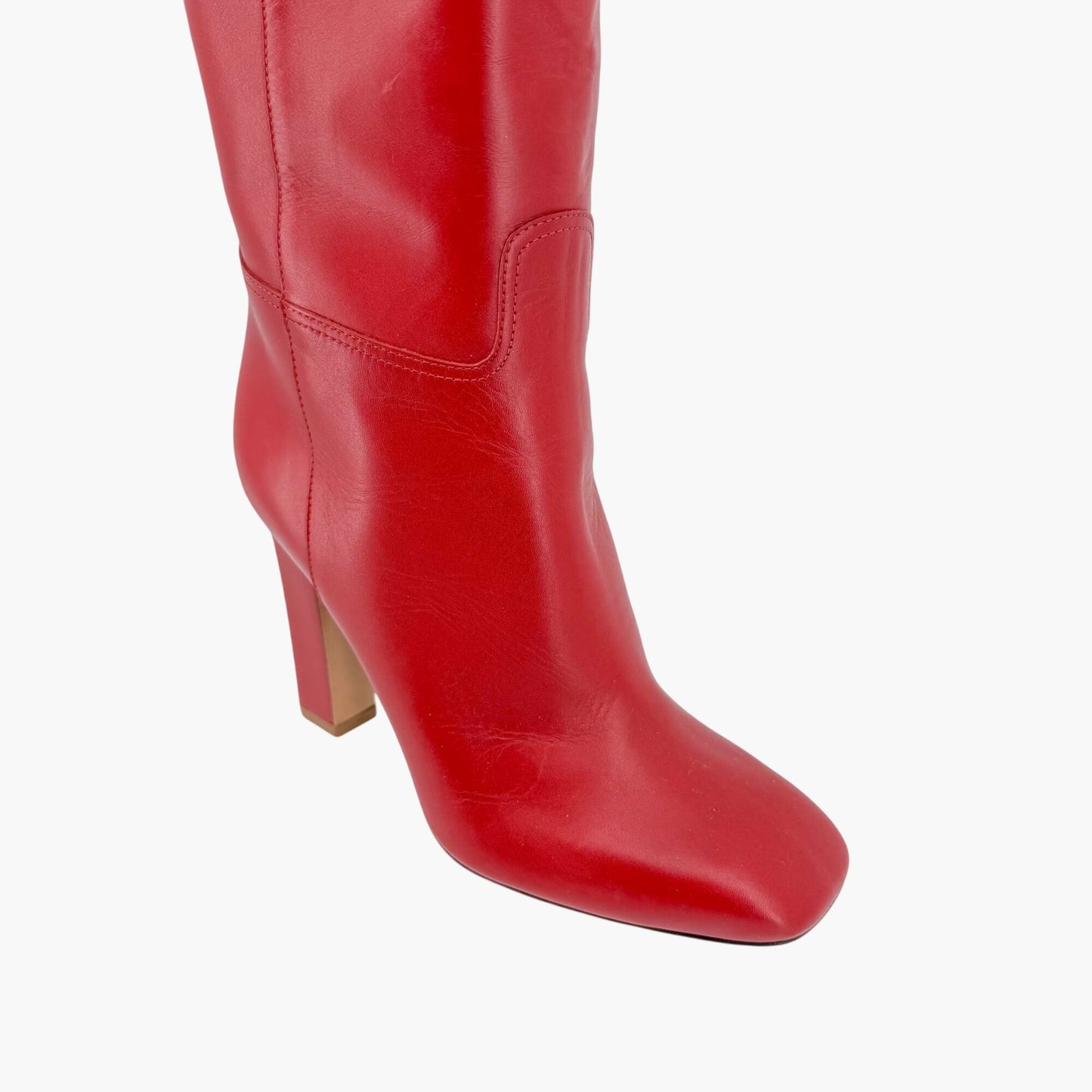 Valentino Garavani Braided Knee High Boots Red Leather Size 37
