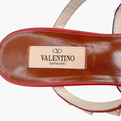 Valentino Garavani Rockstud Caged Mule Sandals in Red, Blue & White Size 38.5
