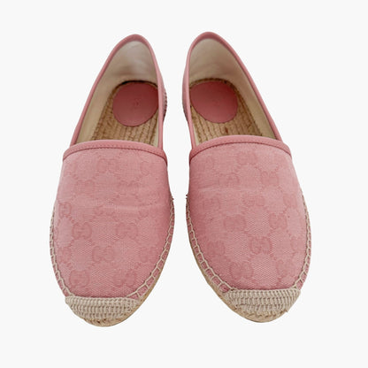 Gucci Monogram Espadrille Flats in Pink GG Canvas Size 38