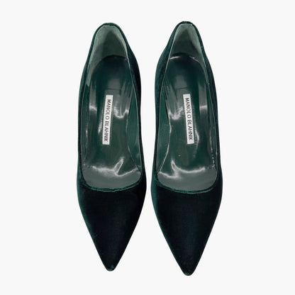 Manolo Blahnik BB Velvet Pumps Green Size 38
