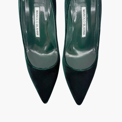 Manolo Blahnik BB Velvet Pumps Green Size 38
