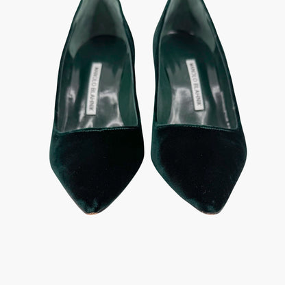 Manolo Blahnik BB Velvet Pumps Green Size 38
