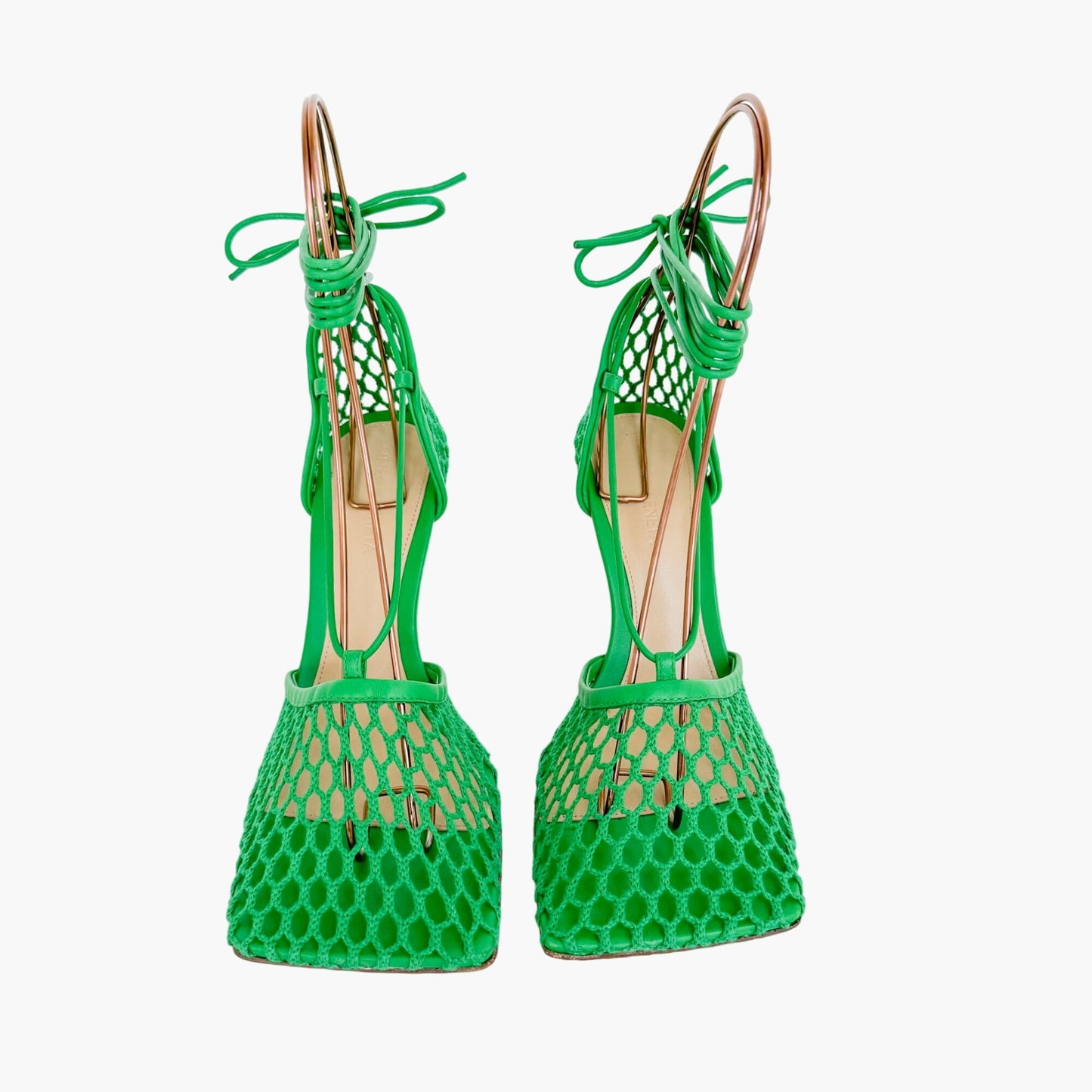 Bottega Veneta Stretch Lace-Up Sandals in Green Size 38