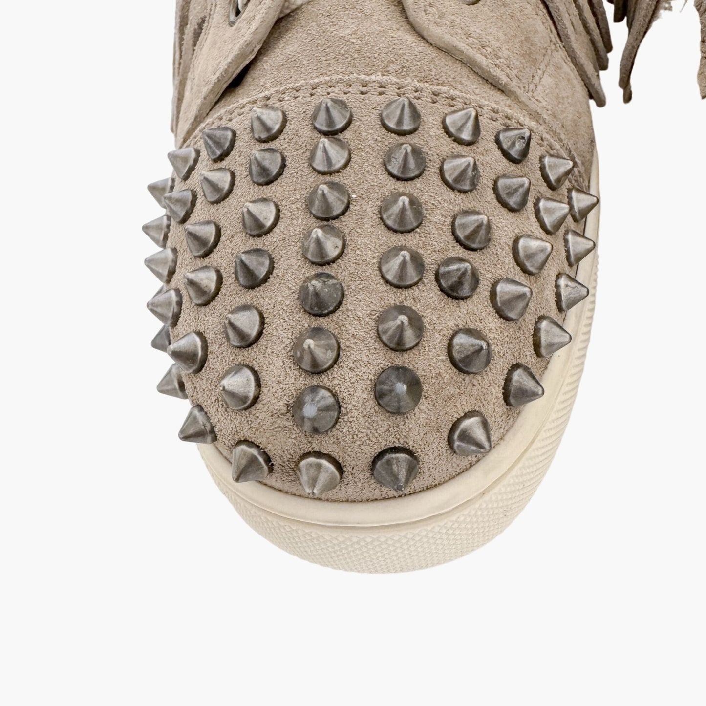 Christian Louboutin Coachelita Spikes Flat Sneakers in Beige Suede Size 39