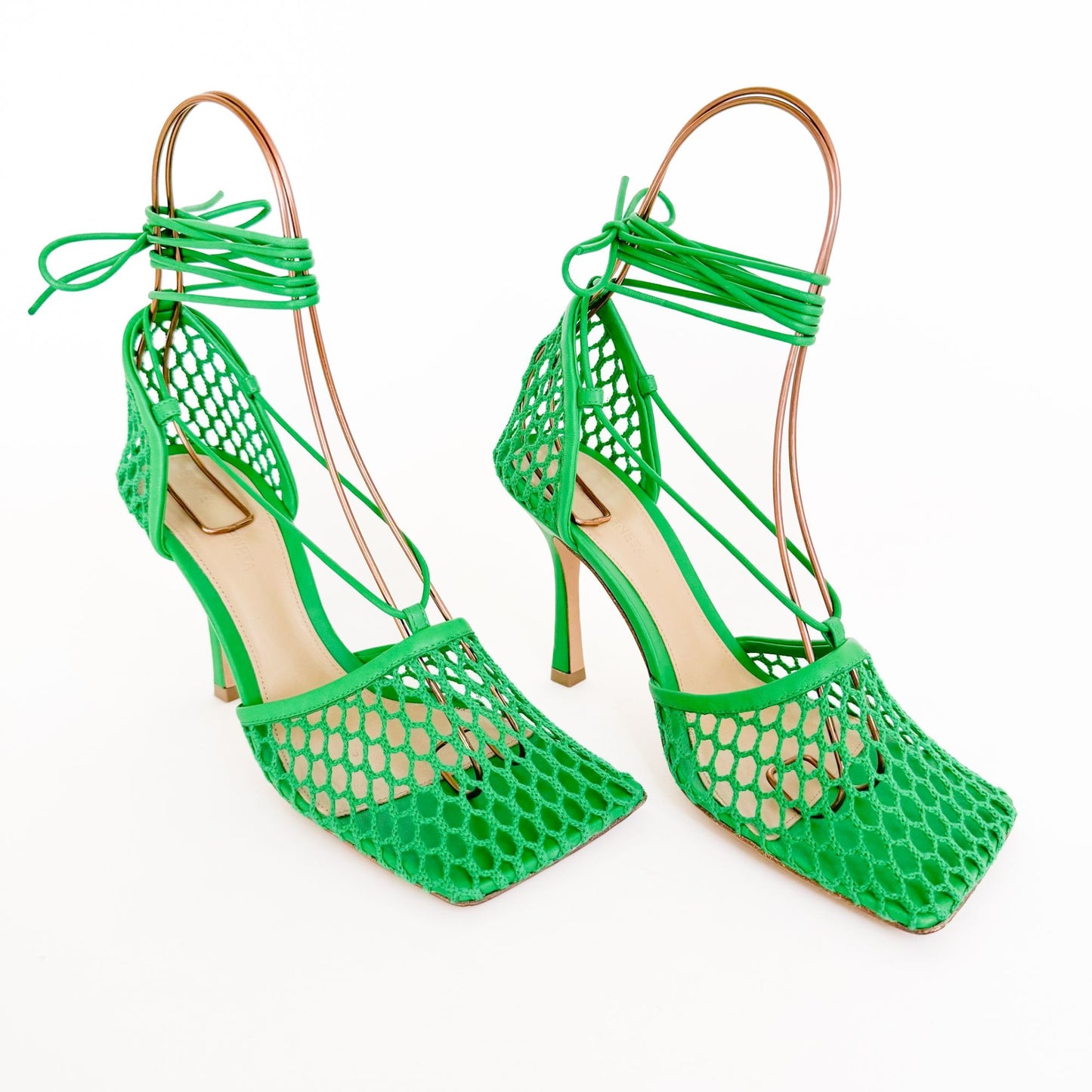 Bottega Veneta Stretch Lace-Up Sandals in Green Size 38