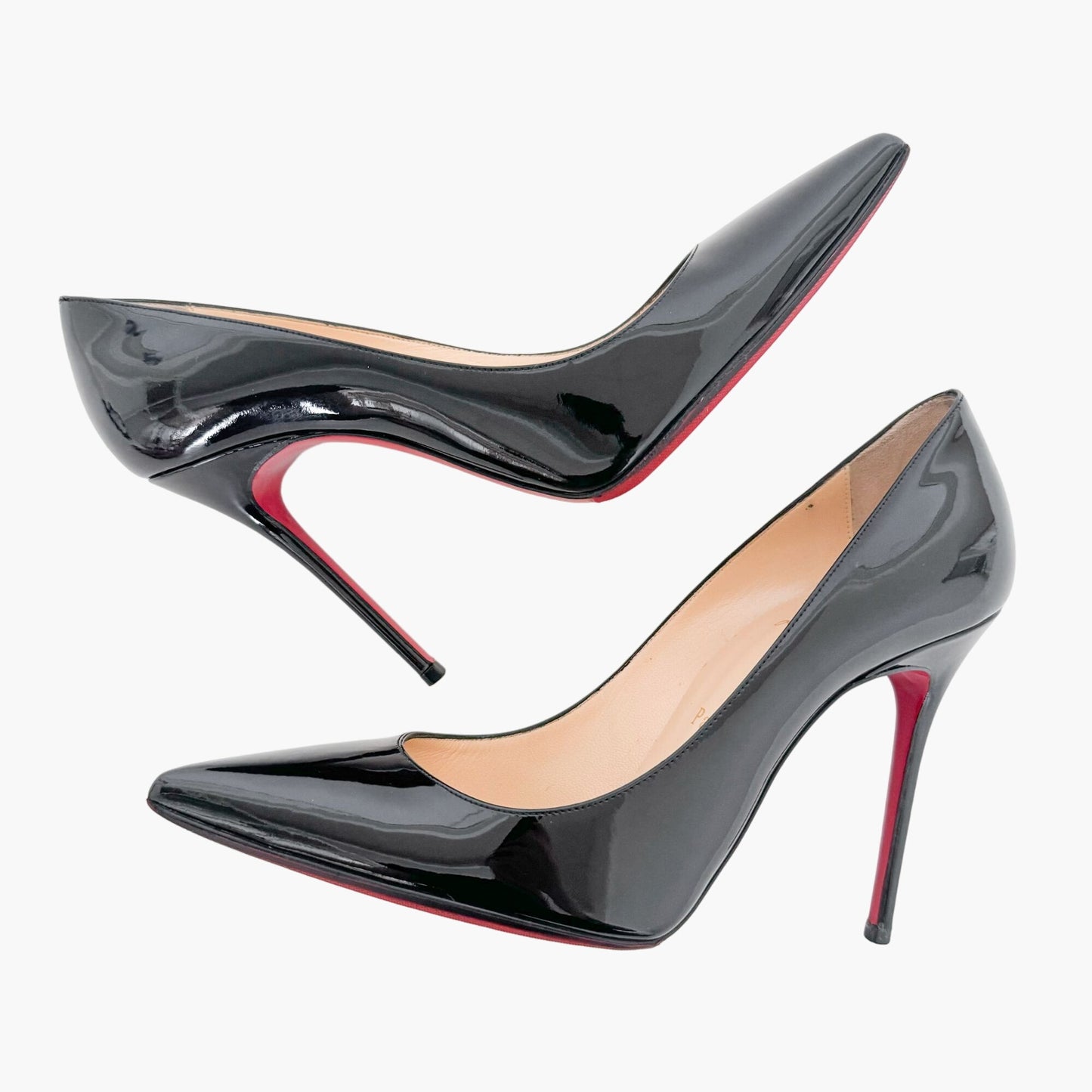 Christian Louboutin Kate 100 Pumps in Black Patent Leather Size 37