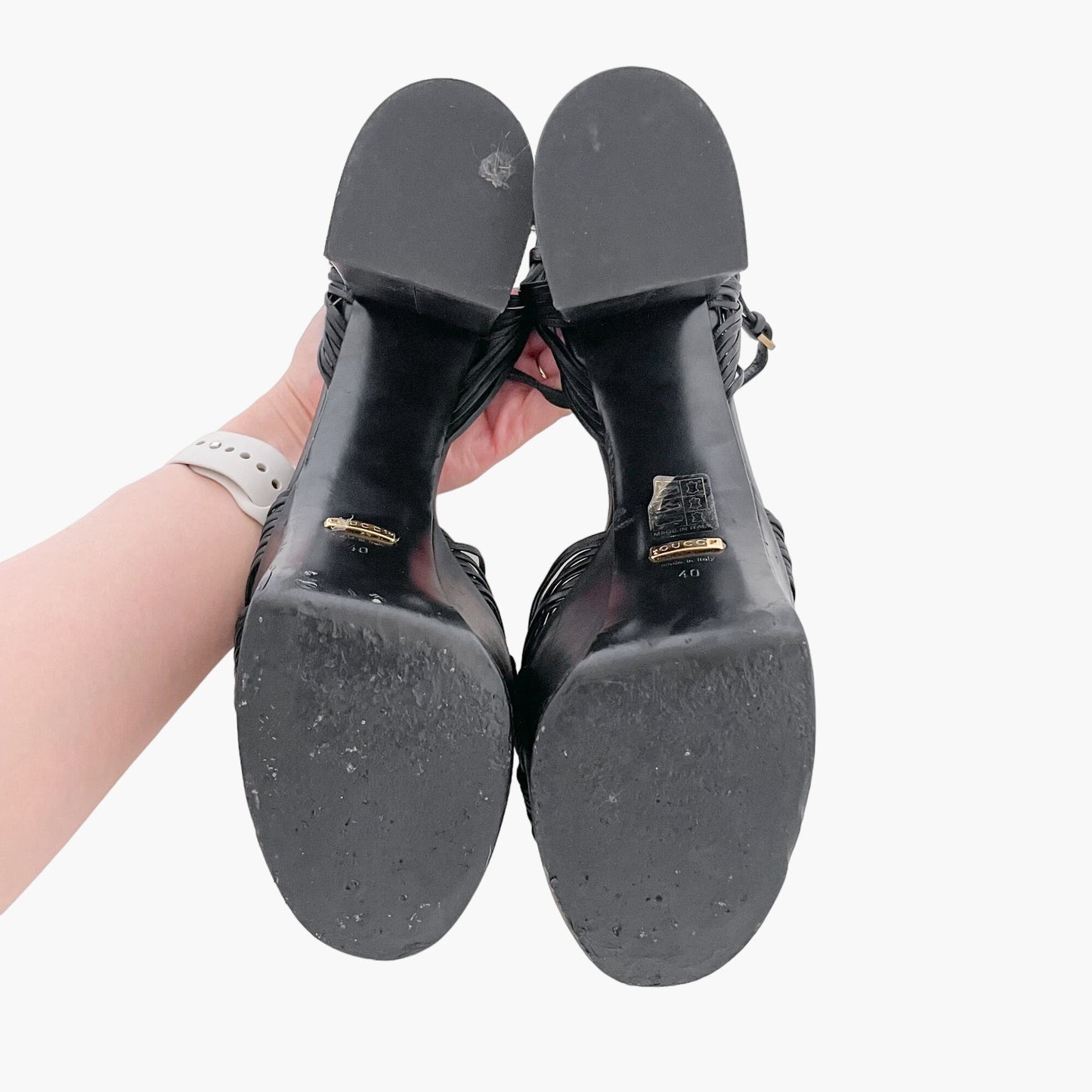 Gucci Crawford Platform Sandals in Black Leather Size 40