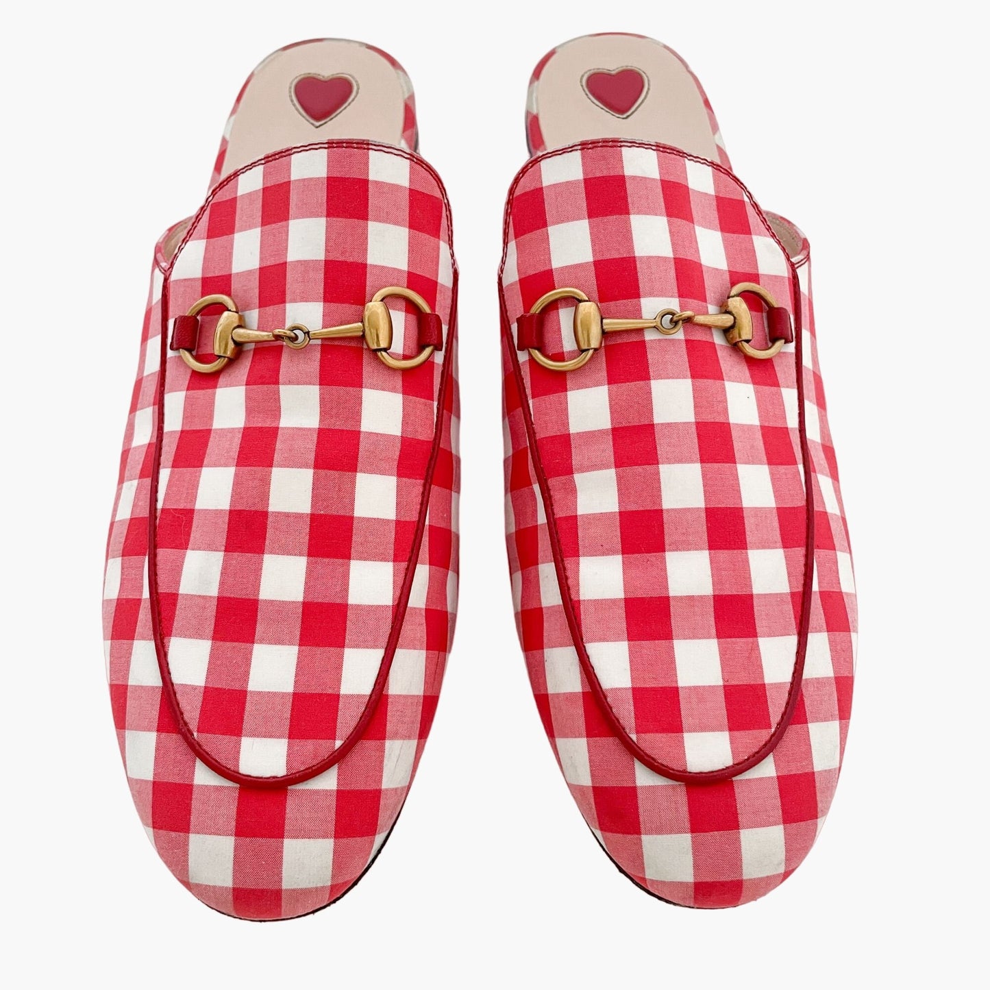 Gucci Princetown Slipper in Red & White Gingham Size 39.5