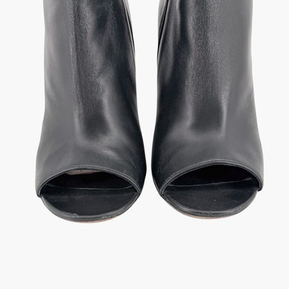Chanel Pearl Quilted Wedge Ankle Booties Black Size 39
