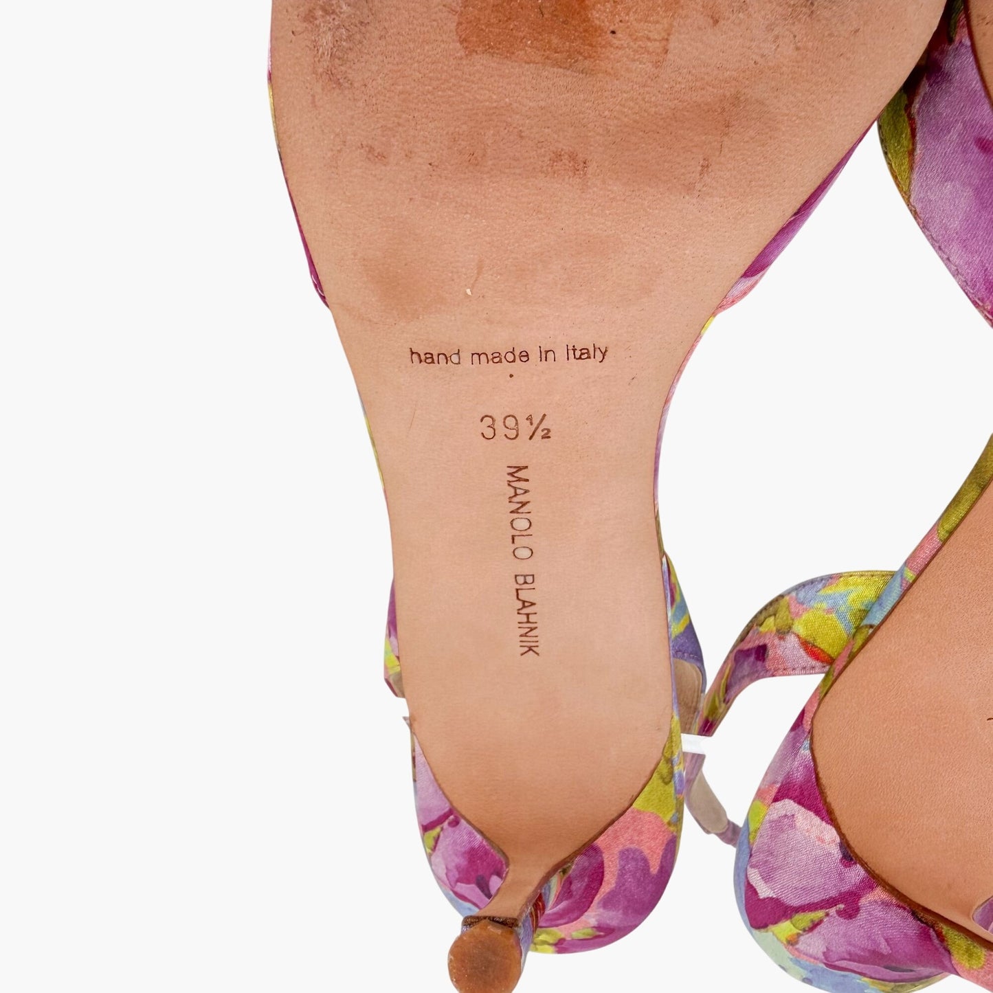 Manolo Blahnik Carolyne Slingback Pumps Purple Floral Size 39.5