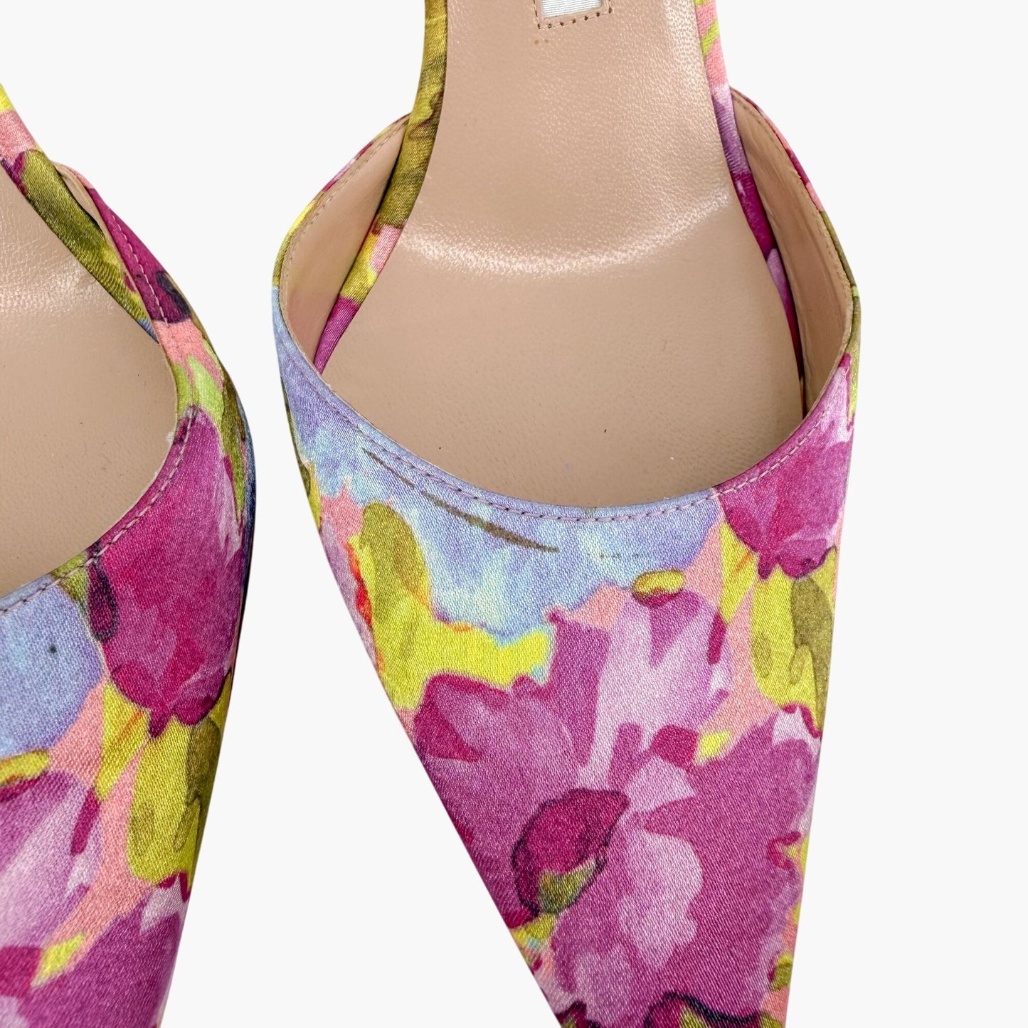 Manolo Blahnik Carolyne Slingback Pumps Purple Floral Size 39.5