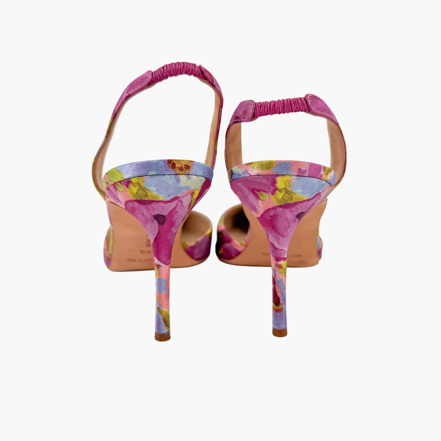 Manolo Blahnik Carolyne Slingback Pumps Purple Floral Size 39.5