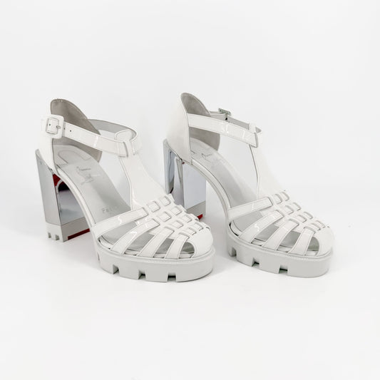 Christian Louboutin Meduzette Lug Platform Sandals White Size 38.5