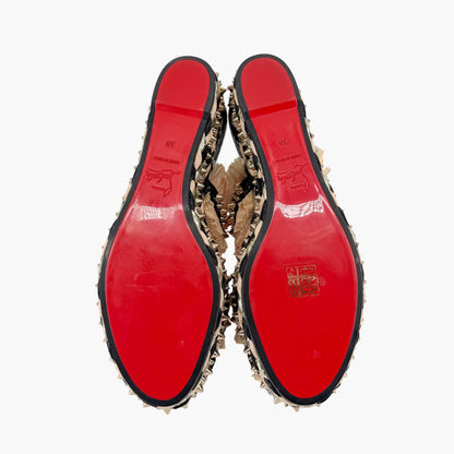 Christian Louboutin Voltinoudou Black & Beige Wedge Sandals Size 38