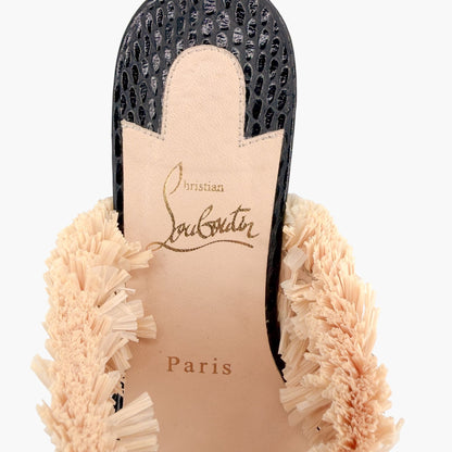 Christian Louboutin Voltinoudou Black & Beige Wedge Sandals Size 38