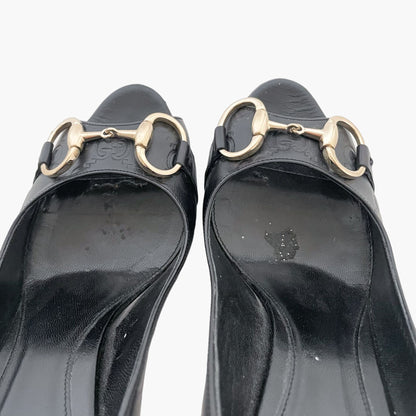 Gucci Horsebit Pumps in Black Guccissima Leather Size 7.5