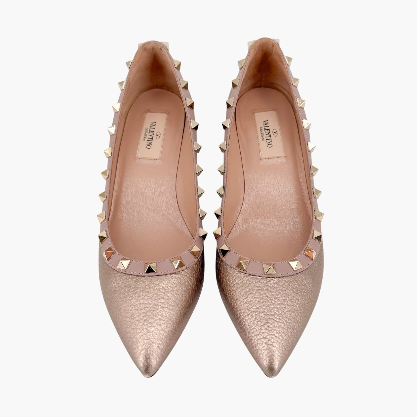 Valentino Rockstud Wedge Pumps Rose Gold Size 37