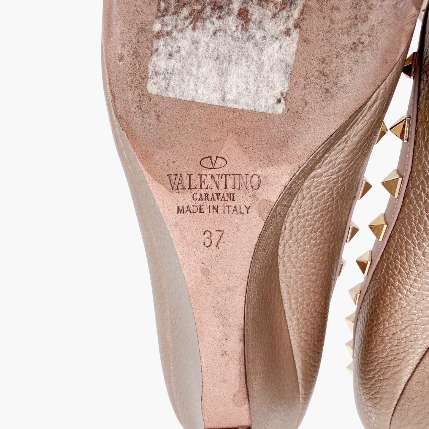 Valentino Rockstud Wedge Pumps Rose Gold Size 37