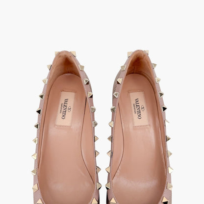 Valentino Rockstud Wedge Pumps Rose Gold Size 37