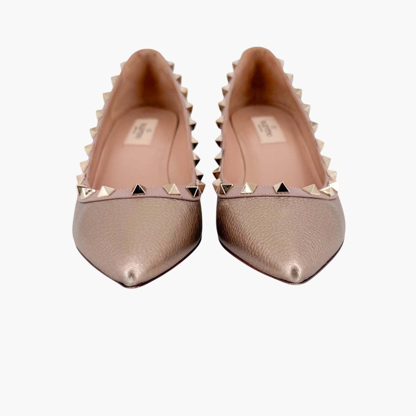 Valentino Rockstud Wedge Pumps Rose Gold Size 37