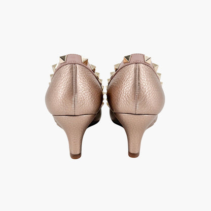 Valentino Rockstud Wedge Pumps Rose Gold Size 37