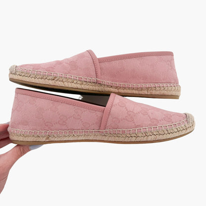 Gucci Monogram Espadrille Flats in Pink GG Canvas Size 38