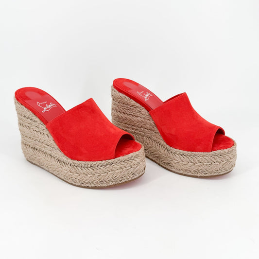 Christian Louboutin Ariella Zeppa Red Wedge Mules Size 40