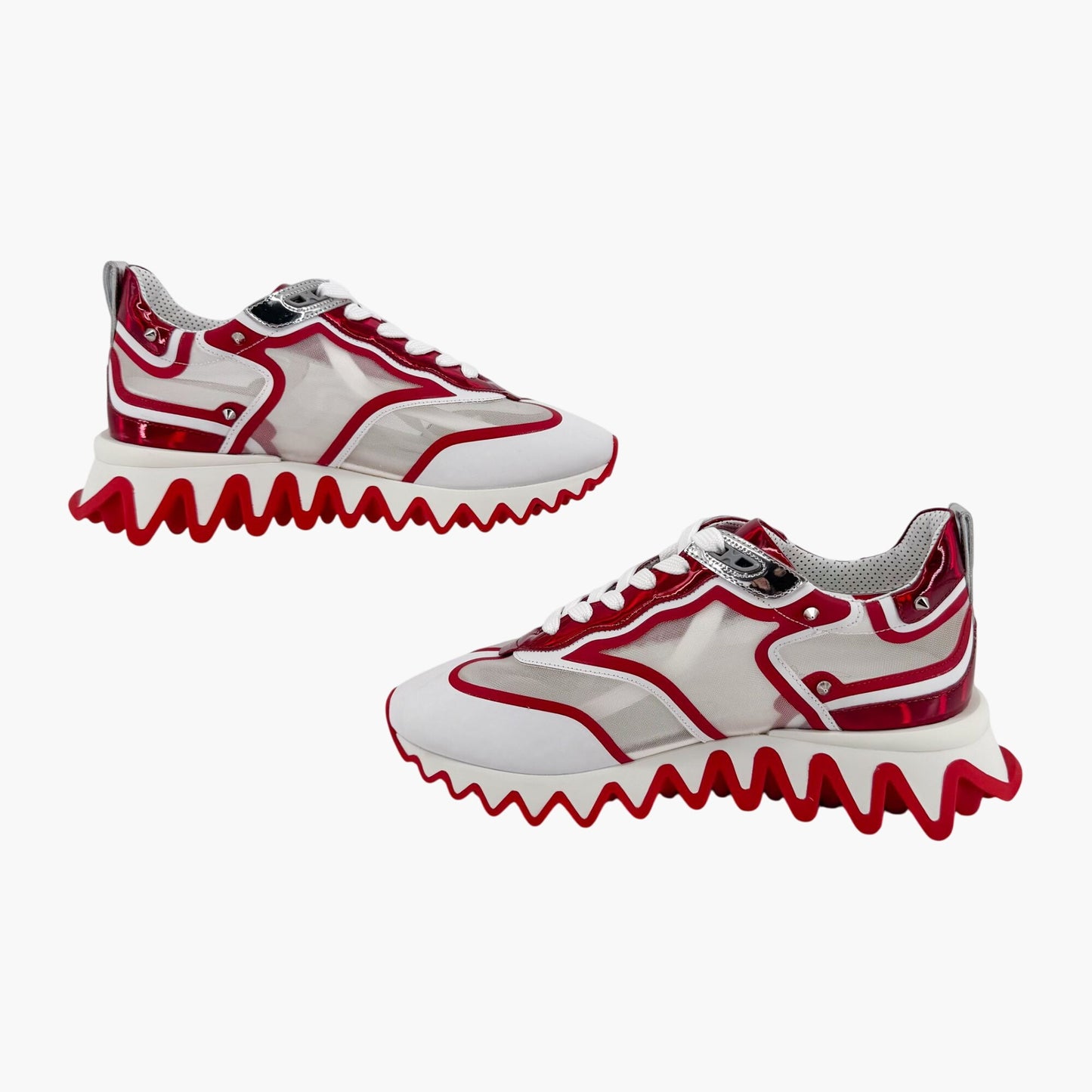 Christian Louboutin Sharkina Sneakers White Red Mesh – Size 39.5