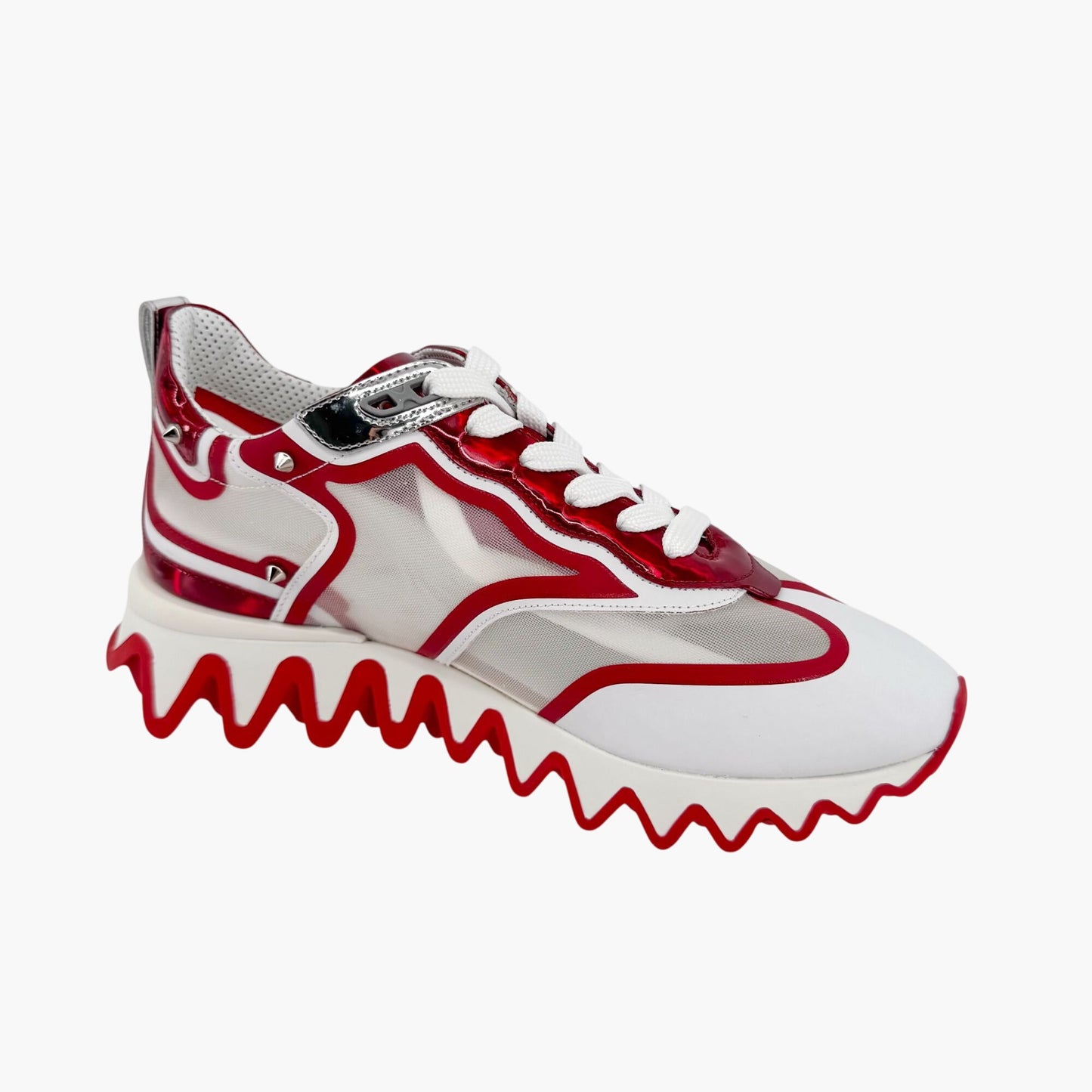 Christian Louboutin Sharkina Sneakers White Red Mesh – Size 39.5
