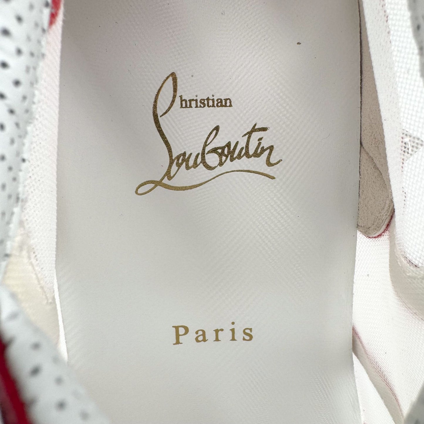 Christian Louboutin Sharkina Sneakers White Red Mesh – Size 39.5