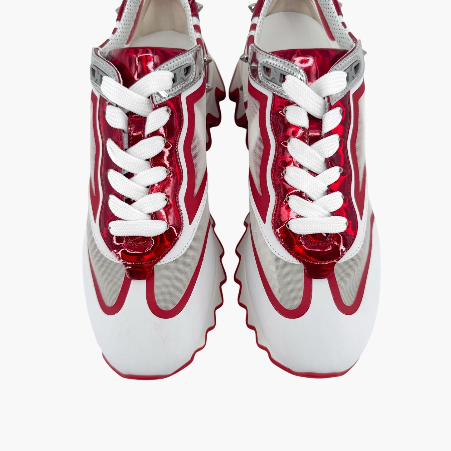 Christian Louboutin Sharkina Sneakers White Red Mesh – Size 39.5