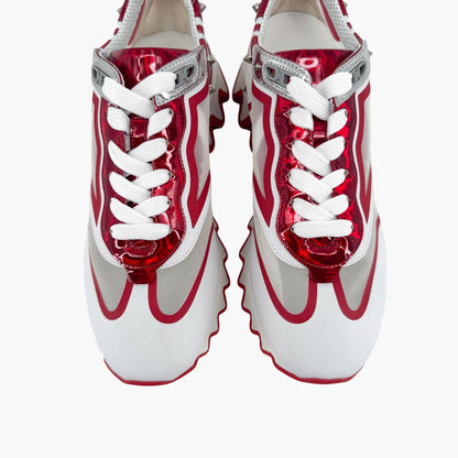 Christian Louboutin Sharkina Sneakers White Red Mesh – Size 39.5